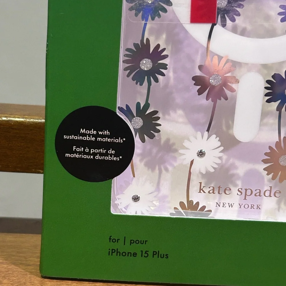 Kate Spade New York Clear Iridescent Daisy Chain MagSafe Iphone 15 Plus Case